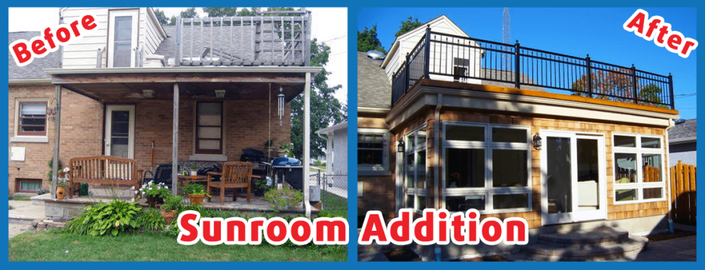 Before and after sun room addition