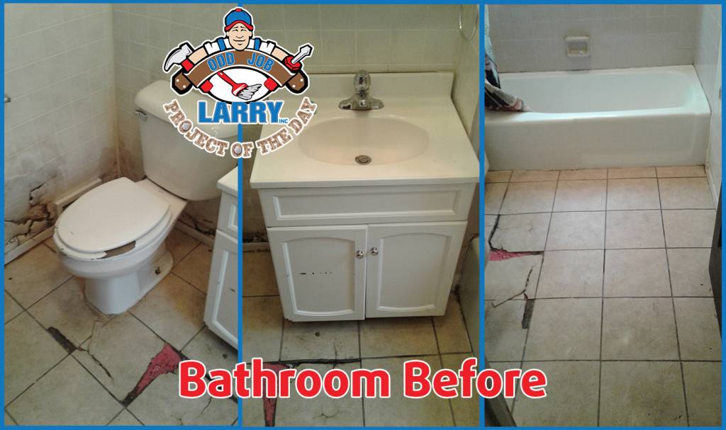 bathroom floor before handyman repair