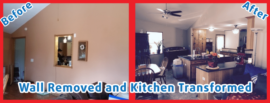 Before and after remodel in kitchen