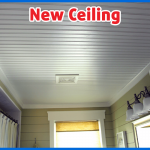 new ceiling in handyman small bathroom remodel